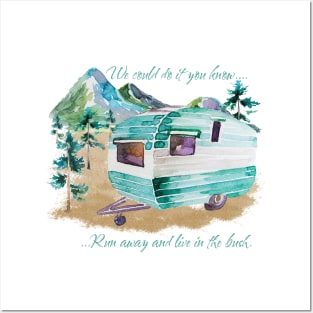 Watercolor Retro Vintage Camper Caravan Posters and Art